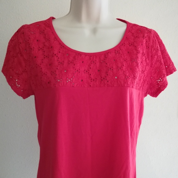 Van Heusen Tops - Van Heusen Red Shirt Eyelet Contrast
